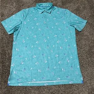 Jonnie O Teal with Small Palm Trees Men's Golf Polo, Sz XL